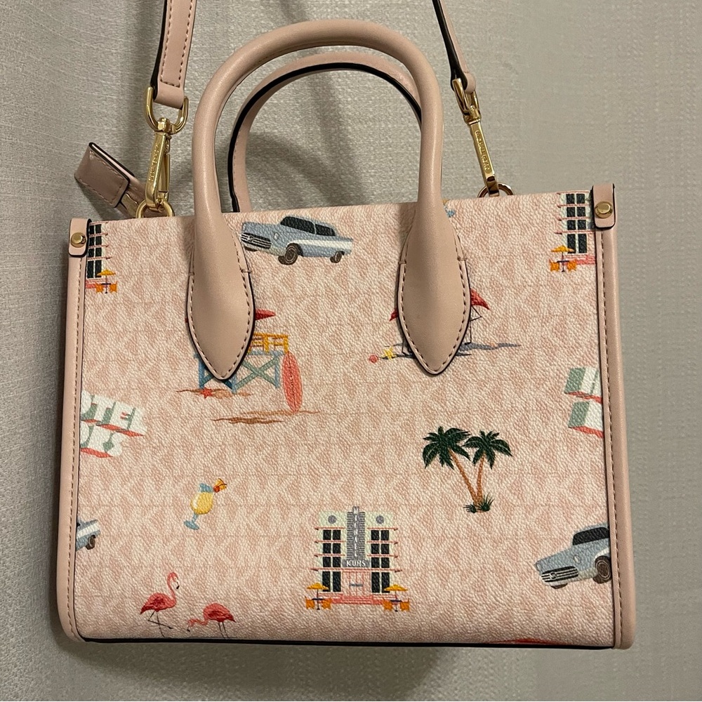 Michael Kors Pink Satchel with Tropical Print - Picture 3 of 9